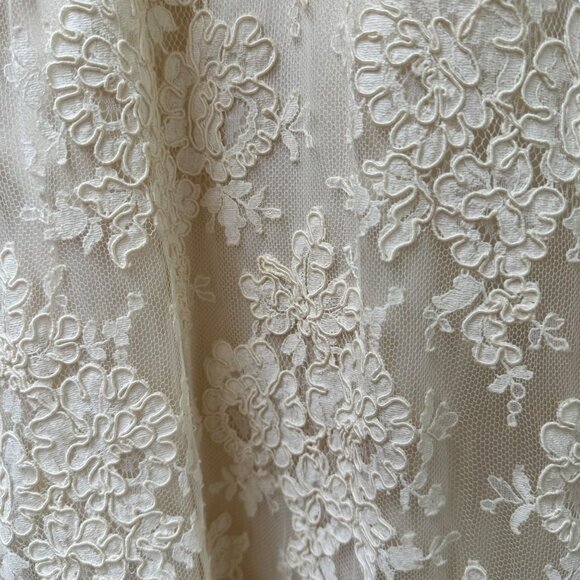 Vintage Jessica McClintock Ivory Lace High-Neck Maxi Dress Tiered Hem Size 10 - Picture 9 of 10